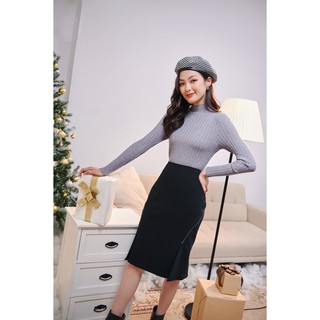Koka design chân váy đuôi cá chỉ trắng có lót co01301