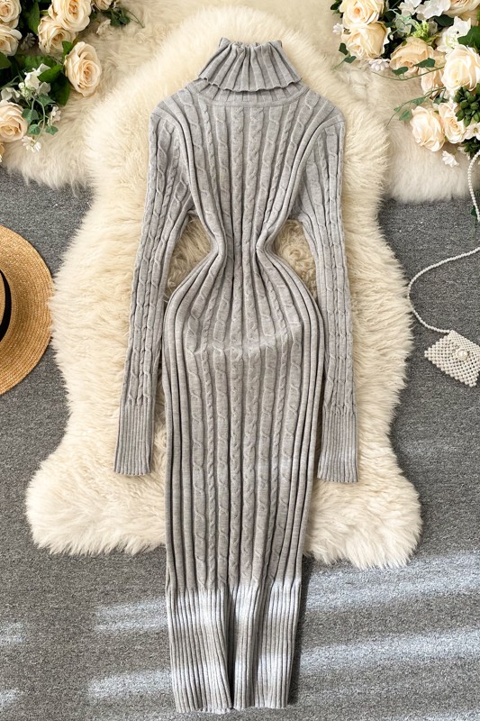 Đầm len body cao cổ váy len ôm sát dáng dài sang chảnh