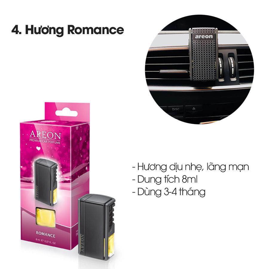 Nước Hoa Kẹp Cửa Gió Điều Hòa Cho Xe Ô Tô - Nước Hoa Areon Hương Gold, Platinum, Táo Xanh, Vanilla, Suft&amp;Sun, Romance