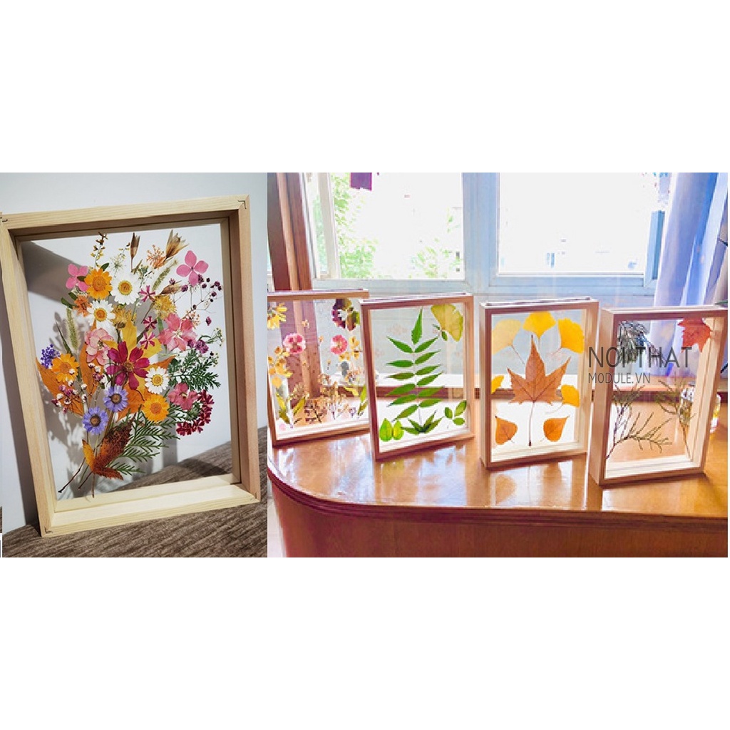 Khung ảnh decor 2 mặt, khung ảnh để bàn 2 mặt chất liệu gỗ thông tư nhiên