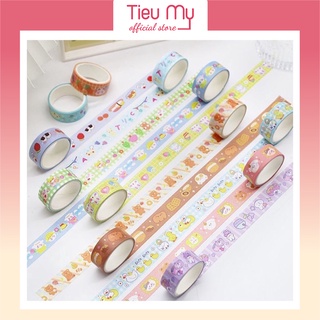 Cuộn băng dính keo giấy Washi Tape cute Tieumy, dán trang trí decor sổ dễ thương