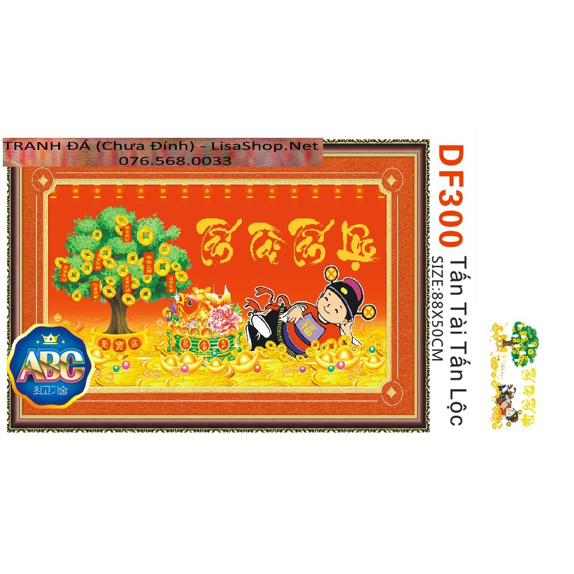 Tranh đính đá THẦN TÀI df300(88x50cm) chưa đính