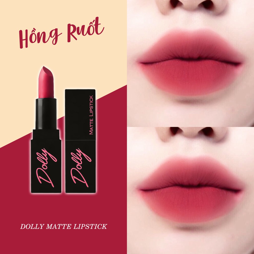 Son Môi DOLLY MATTE LIPSTICK Màu Hồng Ruốc Mềm Mịn Lâu Trôi 3.5g