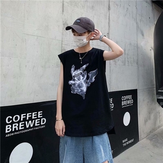 Áo thun sát nách dáng rộng in hoạt hình pikachu kiểu nhật bản cá tính