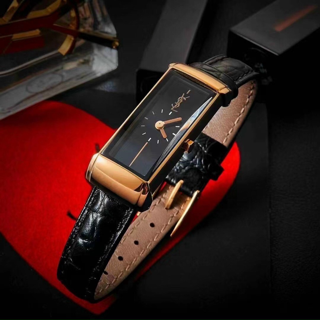 ĐỒNG HỒ SIÊU CẤP Y.SL dòng vintage E401P0 dây da nữ kính shaphire máy Thuỵ Sĩ Fullbox