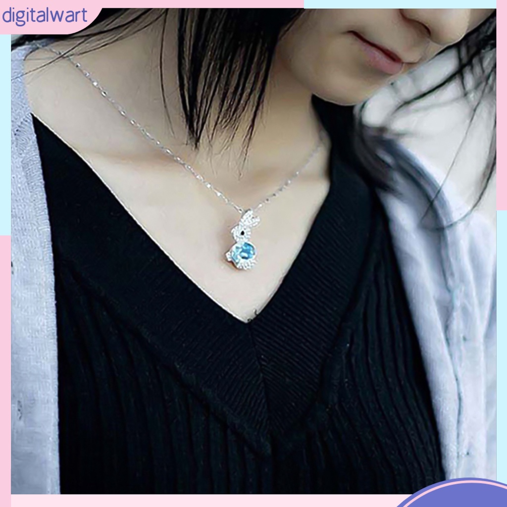 Dây chuyền mặt thỏ đính đá quý nhân tạo lấp lánh sang trọng cá tính dành cho nữ