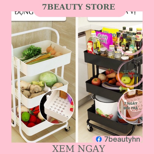 Xe đẩy spa 3 Tầng có Bánh Xe Đa Năng - XDT01