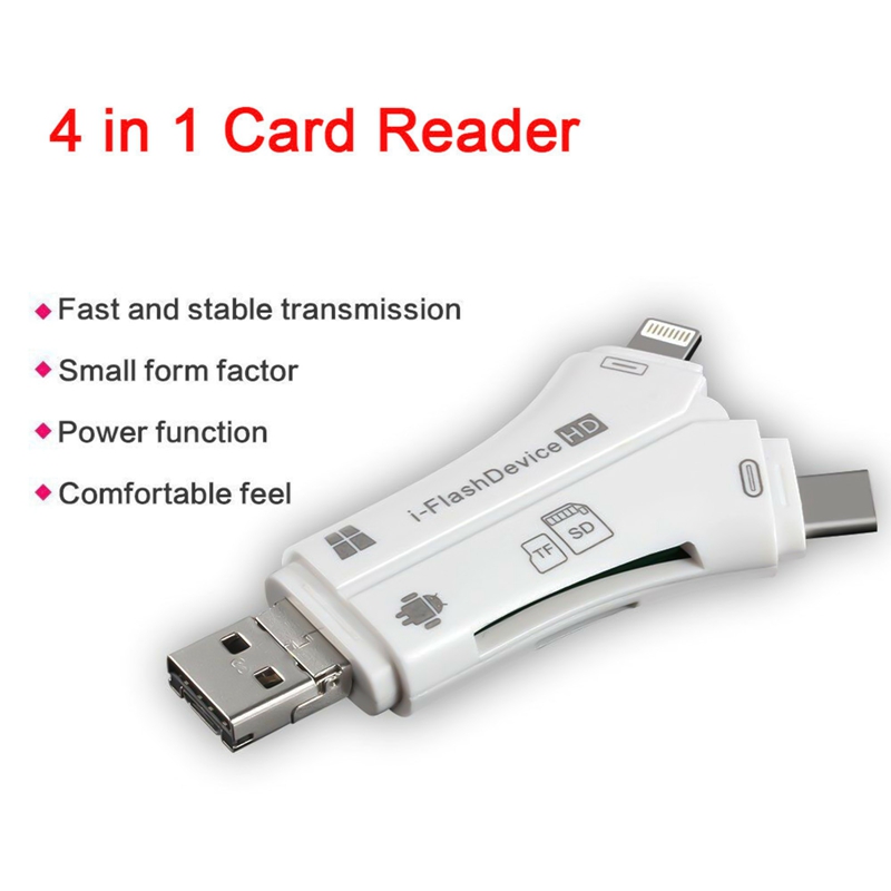 Đầu Đọc Thẻ Nhớ 3c-part 4 Trong 1 I-Flash Drive Usb Micro Sd & Tf Cho Android Iphone