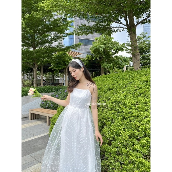 HANIE DRESS - Đầm dây nữ nhẹ nhàng trắng và xanh