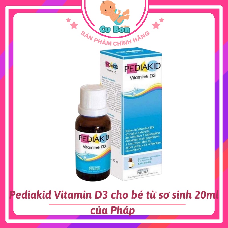 Pediakid Vitamin D3 cho bé từ sơ sinh 20ml của Pháp hỗ trợ tăng cường hấp thụ canxi giúp xương chắc khỏe tăng chiều cao