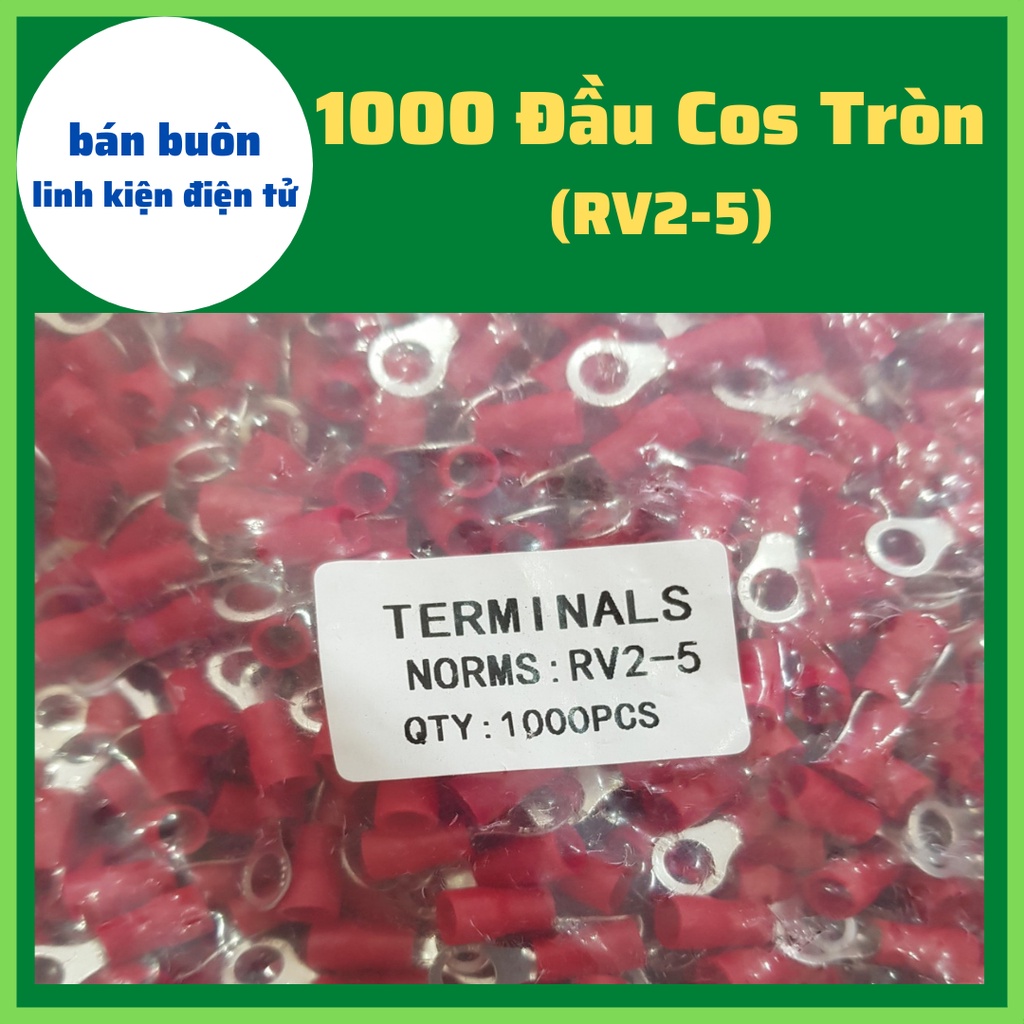 1000 Đầu cos tròn 2-5, cốt 2-5, đầu cos dây điện, RV2-5, Đầu cos tròn các loại