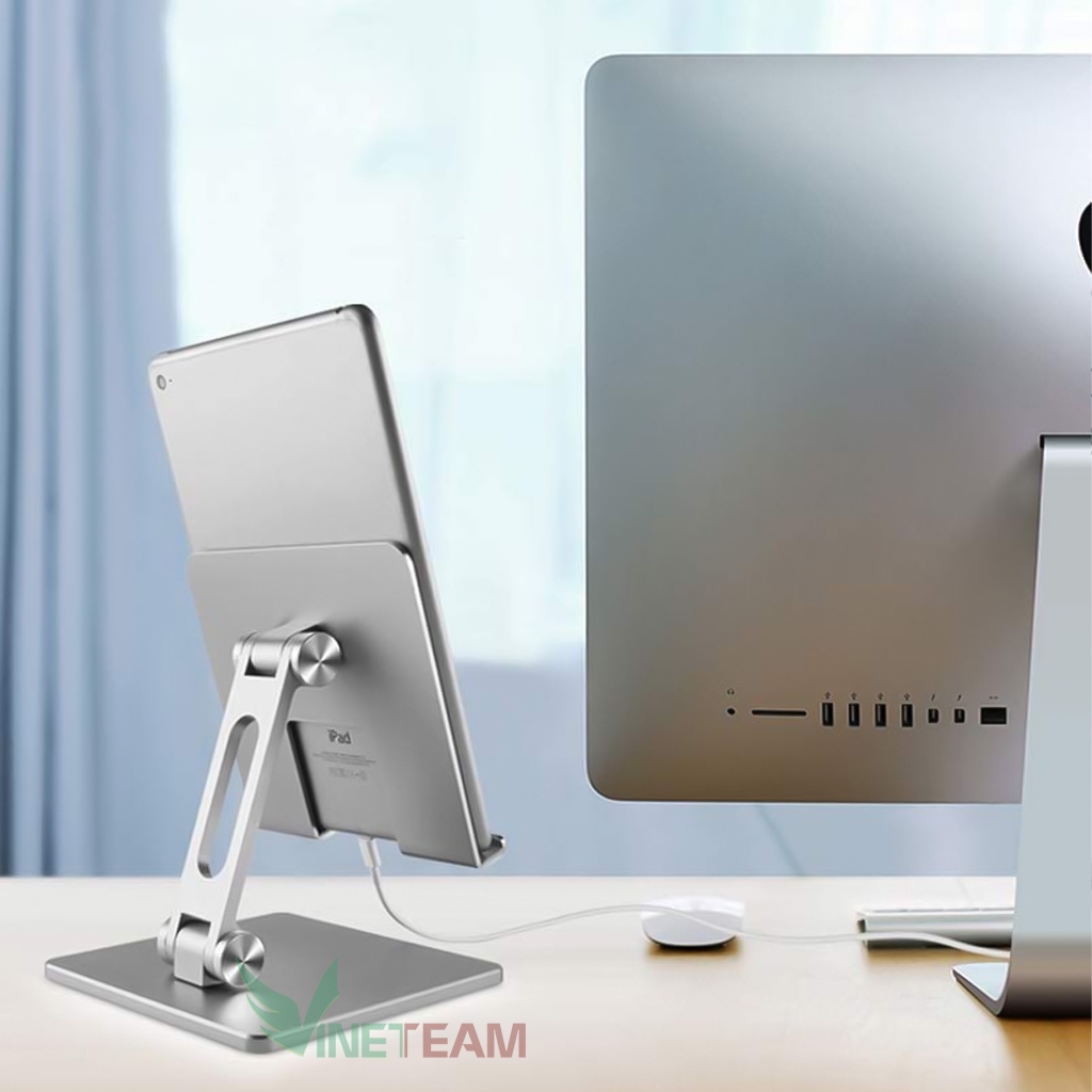 Giá Đỡ Kệ Ipad Điện Thoại Máy Tính Bảng Gấp Gọn VINETTEAM - Chống trượt,chống xước hợp kim nhôm cao cấp -4716