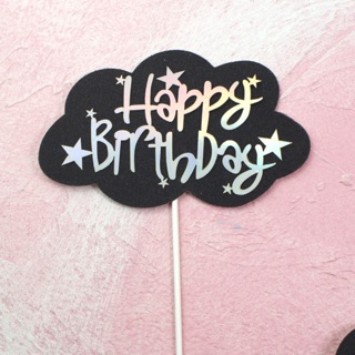 Topper happy birthday đám mây