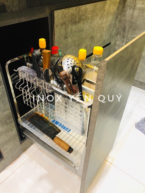 Eurogold . Giá dao thớt inox nan vuông, ray giảm chấn, inox mờ thương hiệu Đức