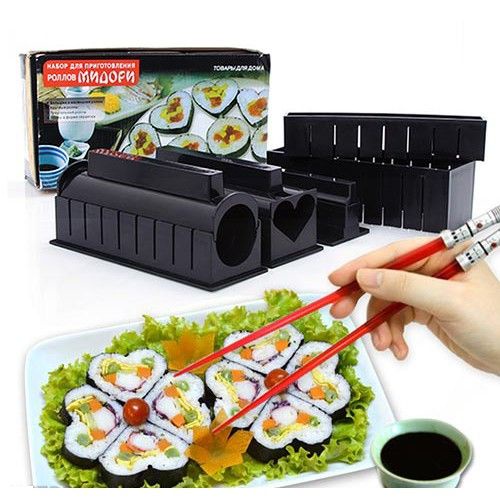 [XÃ KHO] BỘ DỤNG CỤ LÀM SUSHI 10 MÓN - CUỘN BẰNG GỖ - ỐNG TRẮNG [HCM]