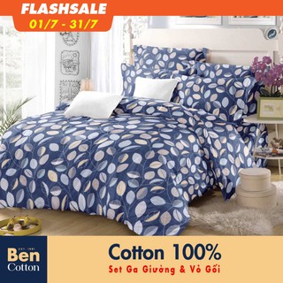 [FREESHIP] Bộ Ra Giường & Vỏ Gối Cotton 100% NAM NỮ Sang Trọng - CH820 - 1m6 1m8 - BENCOTTON Màu Đậm Chiếc Lá