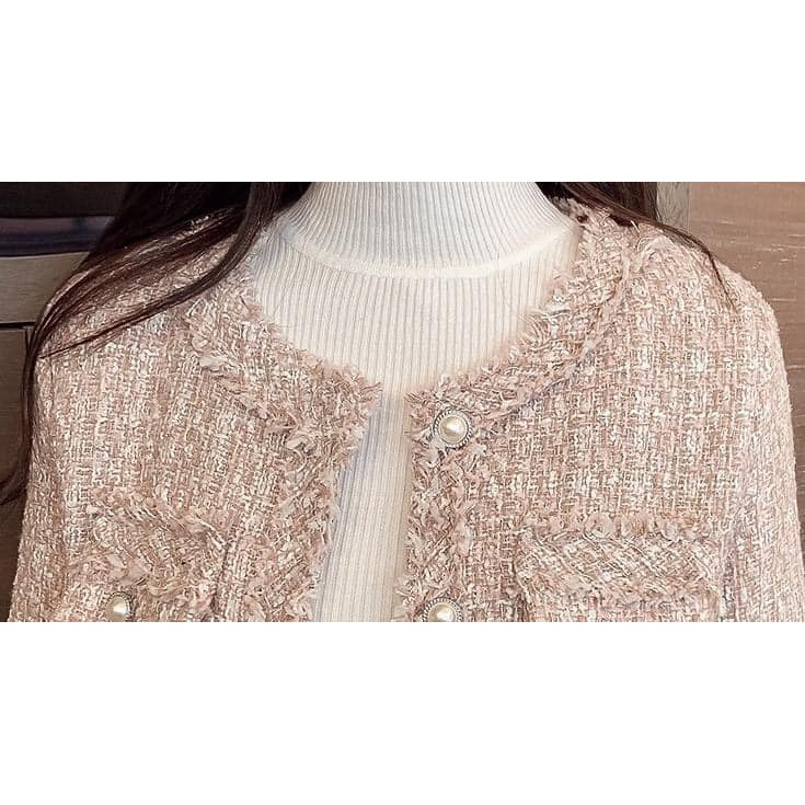 [HÀNG ORDER] Áo khoác dạ tweed hồng nhạt, áo dạ tweed nữ hàng Quảng Châu | BigBuy360 - bigbuy360.vn