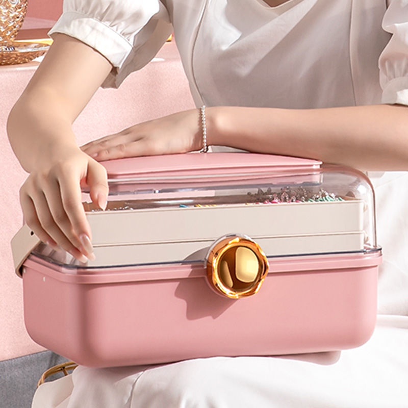 Hộp Đựng Phụ Kiện Tóc / Kẹp Tóc Cỡ Lớn Có Gương Tiện Dụng Cho Bé Gái