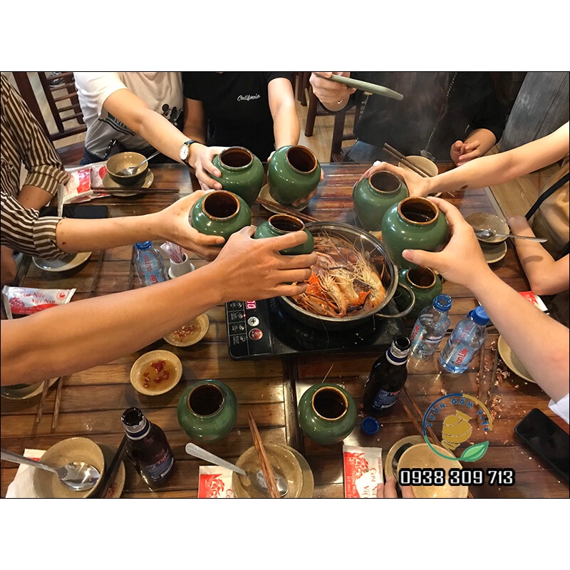 Lu uống bia sứ mini tròn bầu Bát Tràng dáng chum 400ml đủ màu