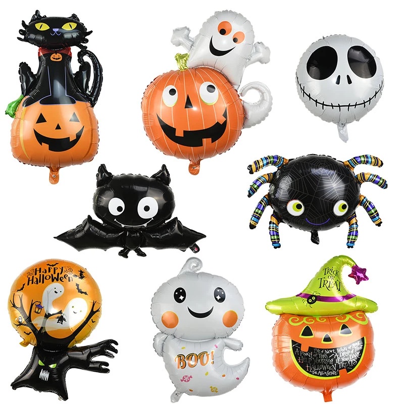 Bong Bóng Lá Nhôm Hình Quả Bí Ngô / Ma / Dơi Trang Trí Tiệc Halloween