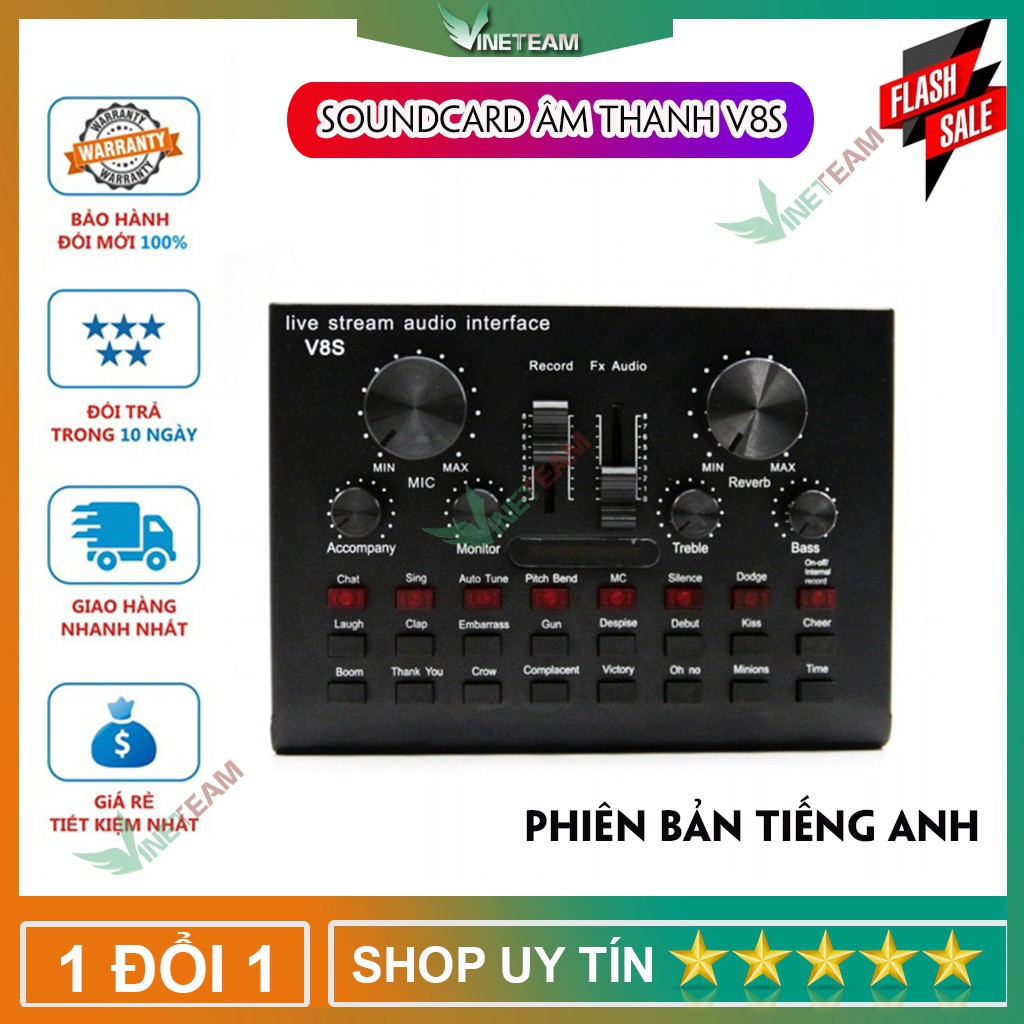 Freeship 50k SOUND CARD V8 CÓ LOẠI BLUETOOTH chế độ Autu-tune phiên bản tiếng anh -DC2164