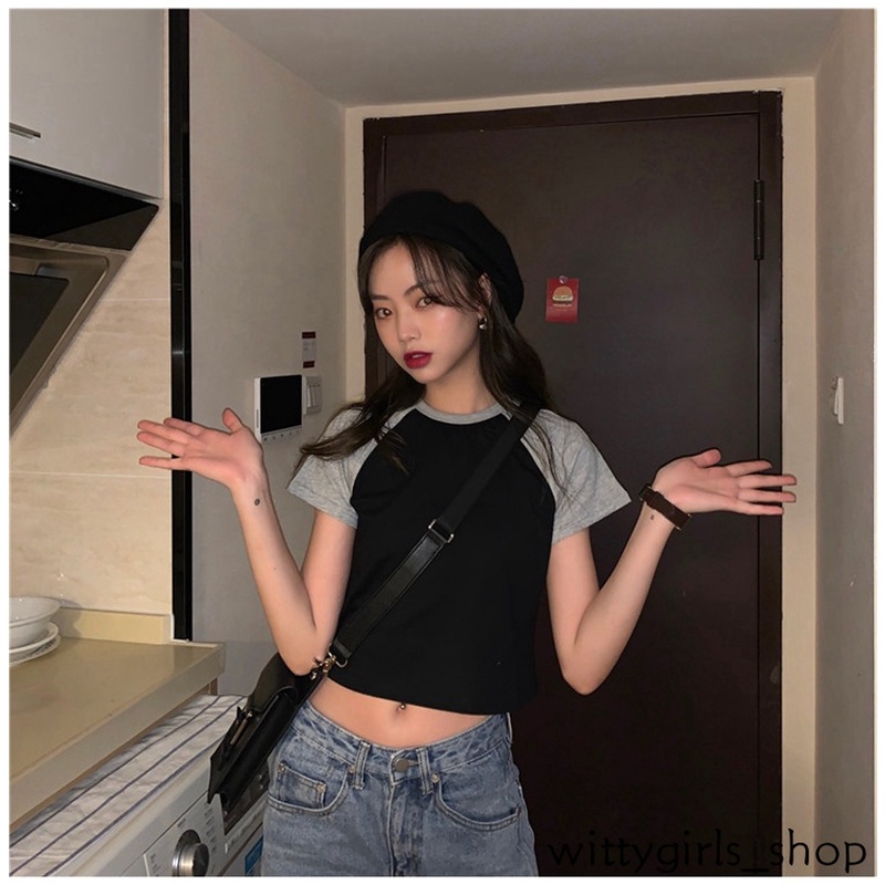 Wittygirls-áo Thun Crop Top Tay Ngắn Phong Cách Mùa Hè Mới Cho Nữ