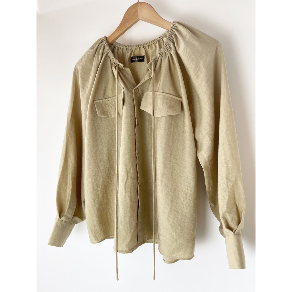 Áo Cổ Dây Tay Phồng Dài - Be [A005 - Senbe Clothing] | BigBuy360 - bigbuy360.vn