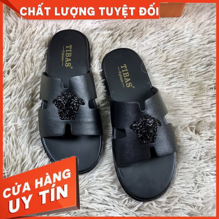 (giá tốt) Dép Quai Ngang⚡️ Free Ship⚡️Dép Chữ H Đính Đầu Hổ- Dép DaThật 100%-Bảo Hành 12 Tháng