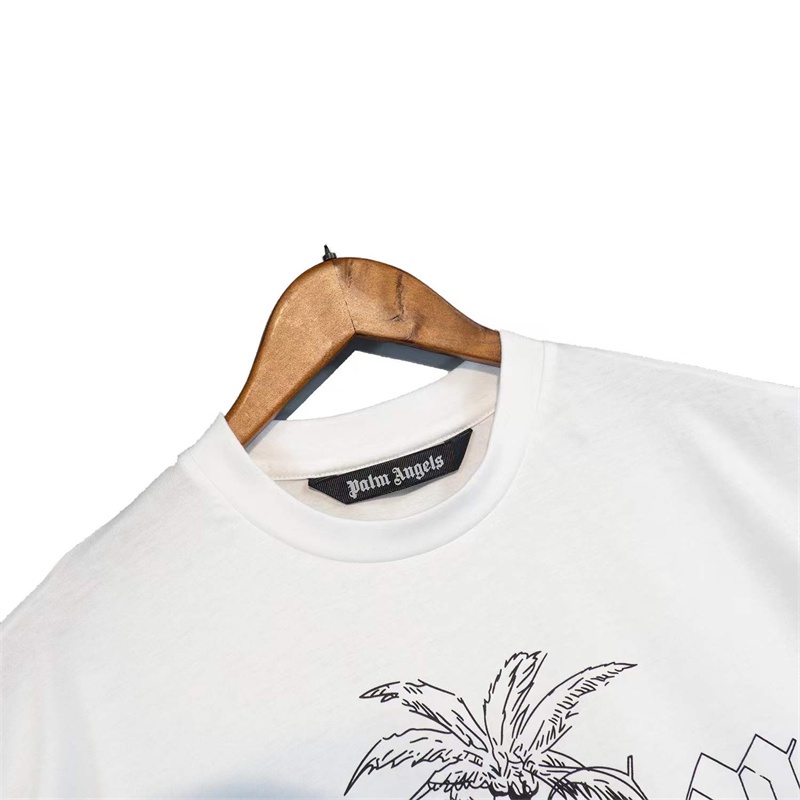 Áo Thun Ngắn Tay Cổ Tròn In Hình Cây Dừa Và Chữ Đơn Giản Chất Lượng Cao Thời Trang Dễ Phối Đồ