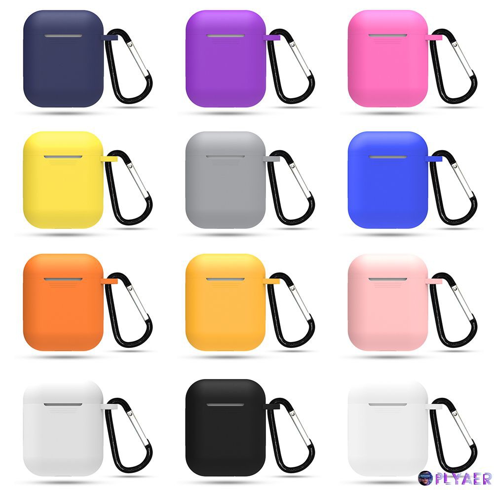 Bộ Hộp Đựng Tai Nghe Airpod Bằng Silicone Chống Rơi Có Móc Treo