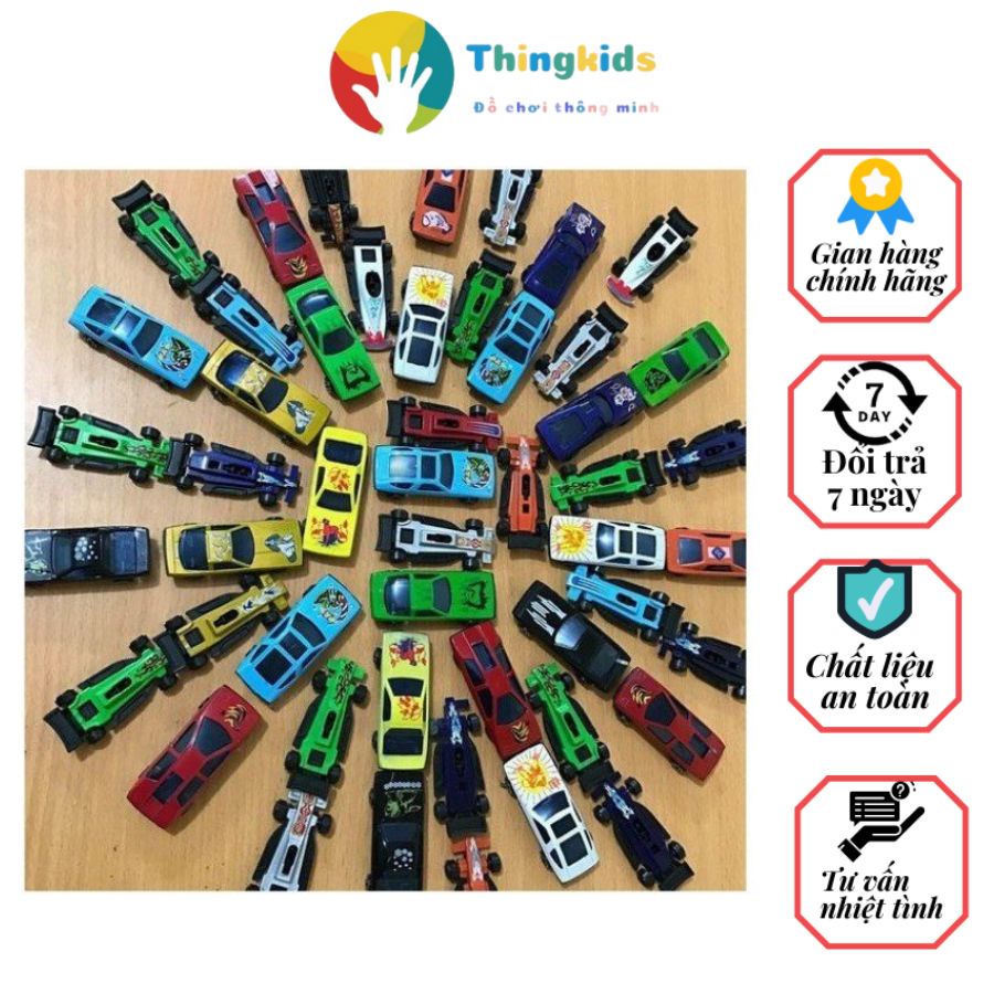 Set đồ chơi 50 oto sắt, mô hình ôt ô lắp kim loại, xe đua đồ chơi cho bé - Thingkids