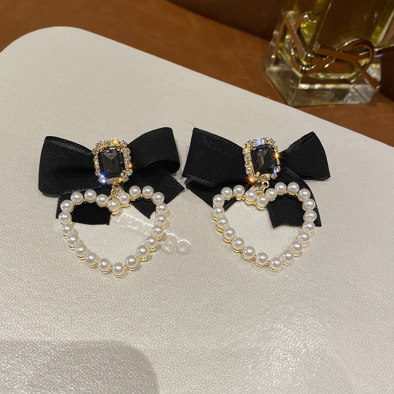 Khuyên tai bạc s925 đính nơ và ngọc trai cao cấp thời trang 2021