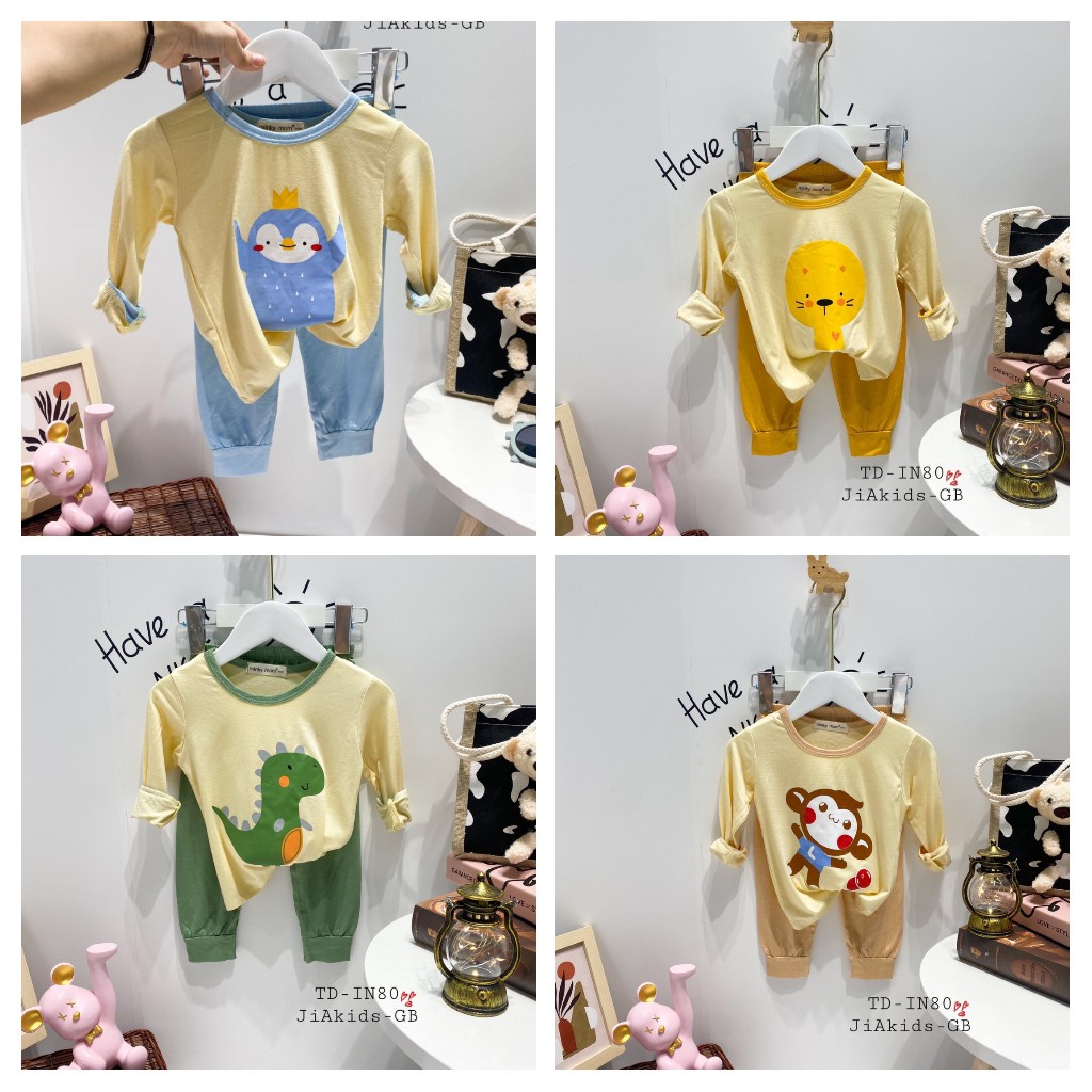 SALE BỘ THUN LẠNH DÀI TAY MINKY MOM CAO CẤP IN HÌNH CHO BÉ DỄ THƯƠNG SIZE 8-18KG(DTT)