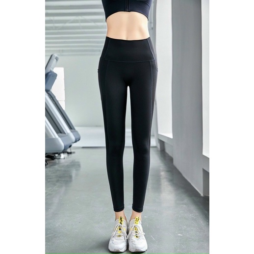 Quần Tập Gym Yoga Dài Phối Lưới Túi Nâng Mông, Quần Legging Thể Thao Aerobic In Chữ Ba Màu [Ảnh Chụp Thật] - OQ067