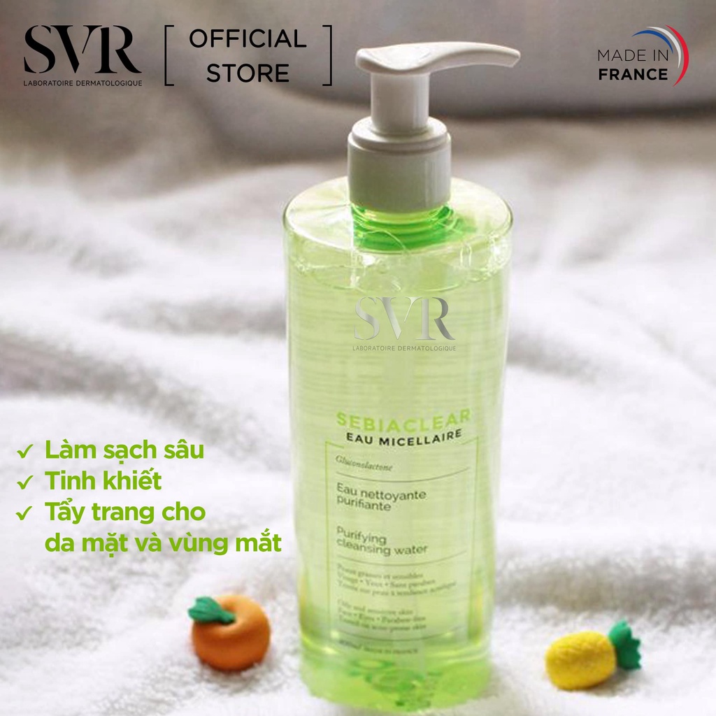 Nước Tẩy Trang Làm Sạch Da SVR Sebiaclear Eau Micellaire 400ML Bản Có Vòi