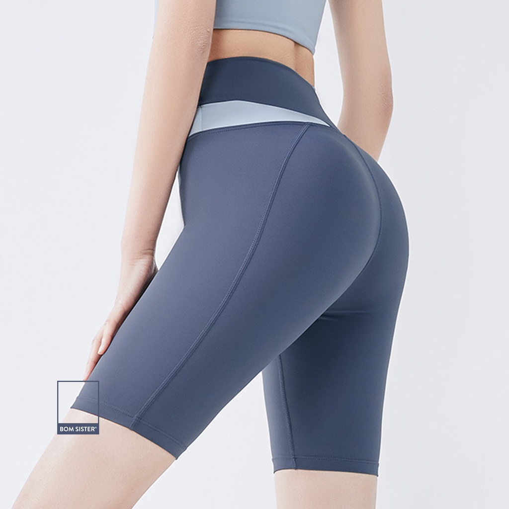 Quần đùi thể thao tập Yoga - Gym cạp cao co giãn 4 chiều BOM SISTER QT0064