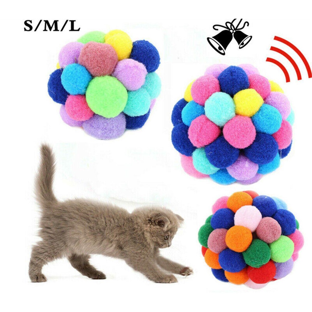 Quả Bóng Lông Mềm Nhiều Màu Sắc Đồ Chơi Tương Tác Cho Mèo