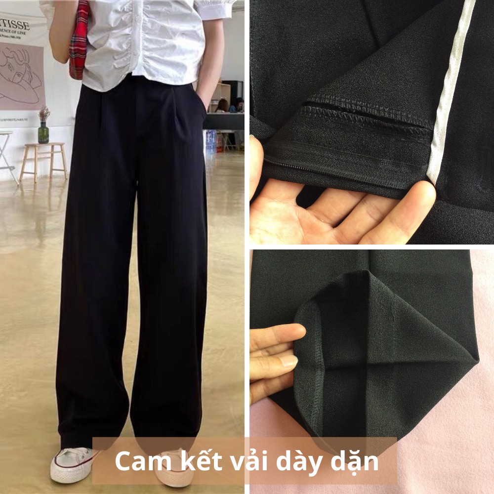 Quần ống rộng nữ culottes xuông dài 💥 Quần ống suông khoá trước