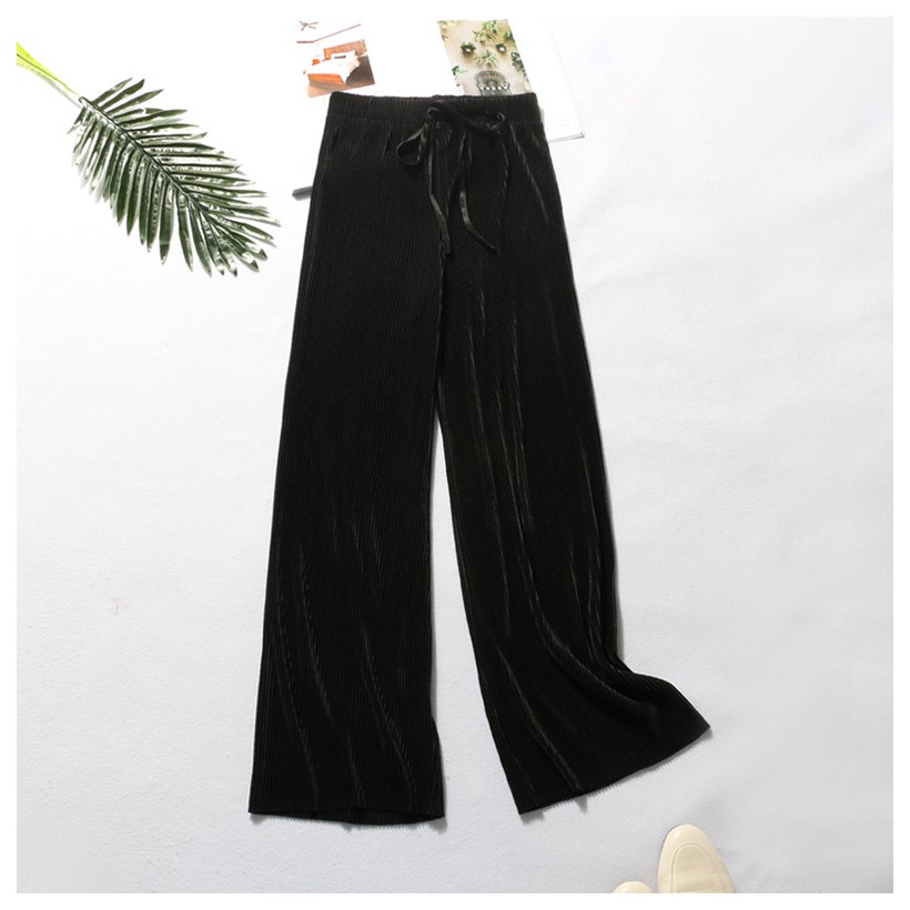 Quần ống rộng voan xếp ly nữ | BigBuy360 - bigbuy360.vn