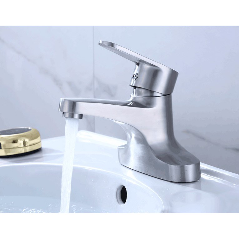 Vòi Lavabo nóng lạnh (2 chân dẹt) SUS304 - Cao cấp ITALIA (Kèm đôi dây cấp nước)