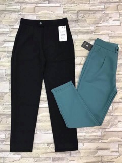 Quần baggy vải cúc lệch