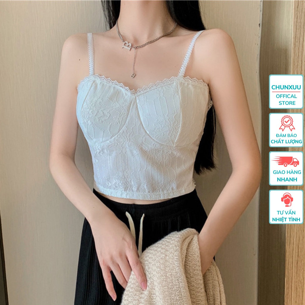 Áo bra nữ hai dây dáng lửng ChunXuu, thiết kế đệm mút mỏng vừa phối ren thoáng mát gợi cảm- BR14