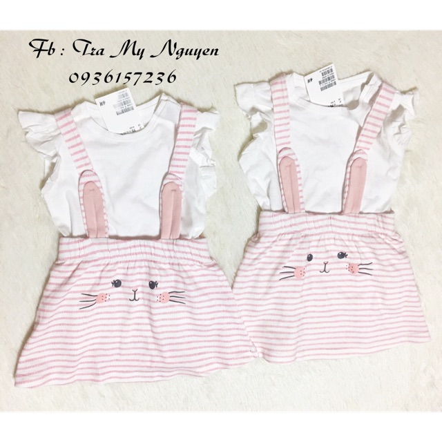 Set váy áo yếm thỏ hồng HM auth