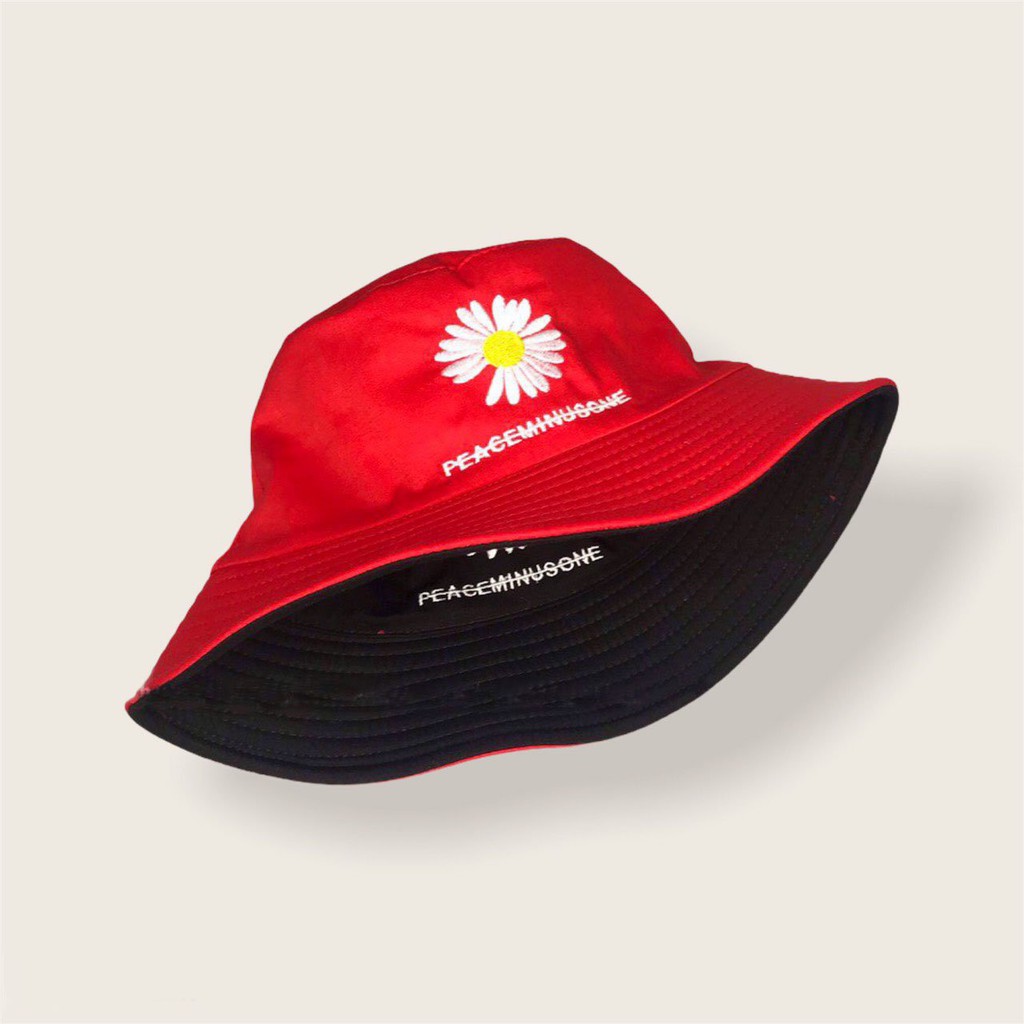 Mũ Bucket💥Nón Bucket  Thêu 2 Mặt Hình Hoa Cúc Peaceminusone Nam Nữ Phong Cách Hàn Quốc