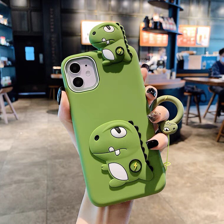 Ốp lưng iphone khủng long xanh kèm móc dành cho iphone 6/6s/7/8/6splus/7plus/8plus/X/Xs/Xsmax/11/11promax/12/12promax
