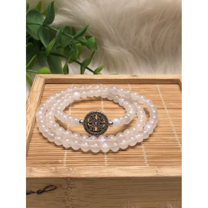 vòng tay đá mặt trăng mix bạc