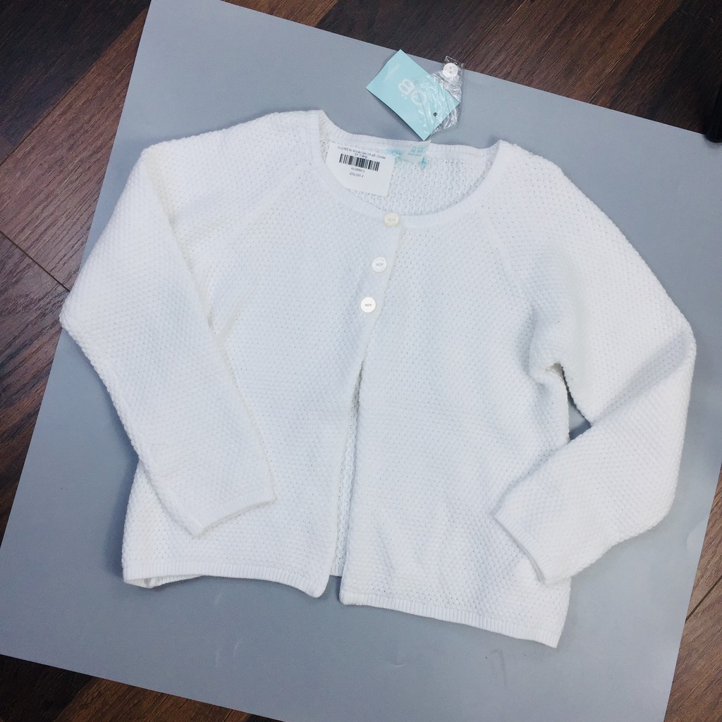 [36M] Áo khoác len bé gái Obaibi - 36M Trắng