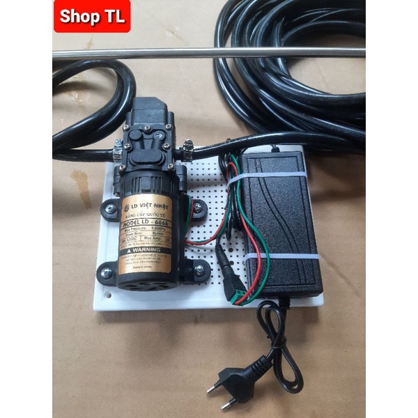 Bộ máy phun tưới cây mini12V  - cần inox tút dài 1.2m