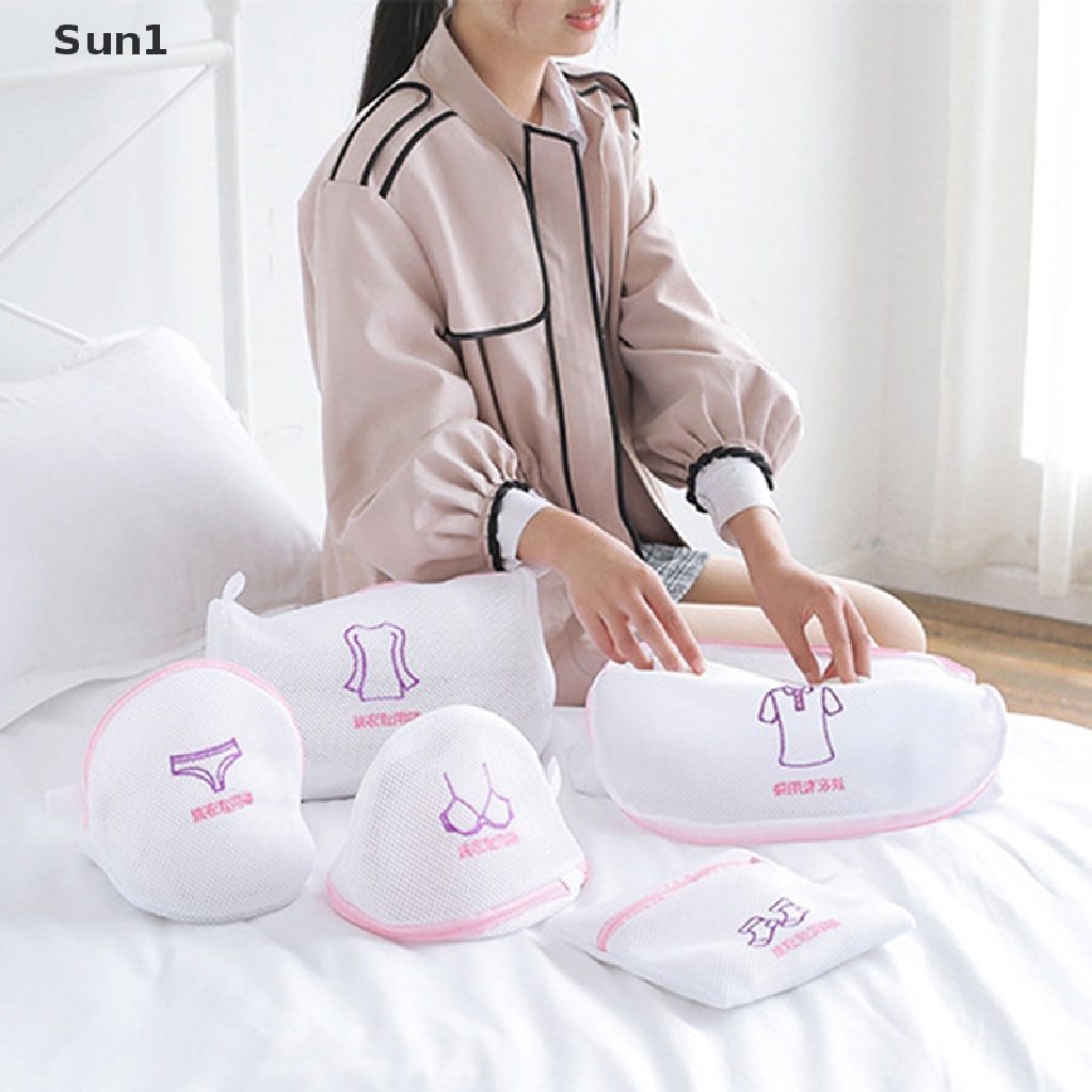 Sun1 &gt; Túi Lưới Giặt Đồ Lót / Vớ / Đồ Lót Họa Tiết Thêu Có Thể Giặt Lại
