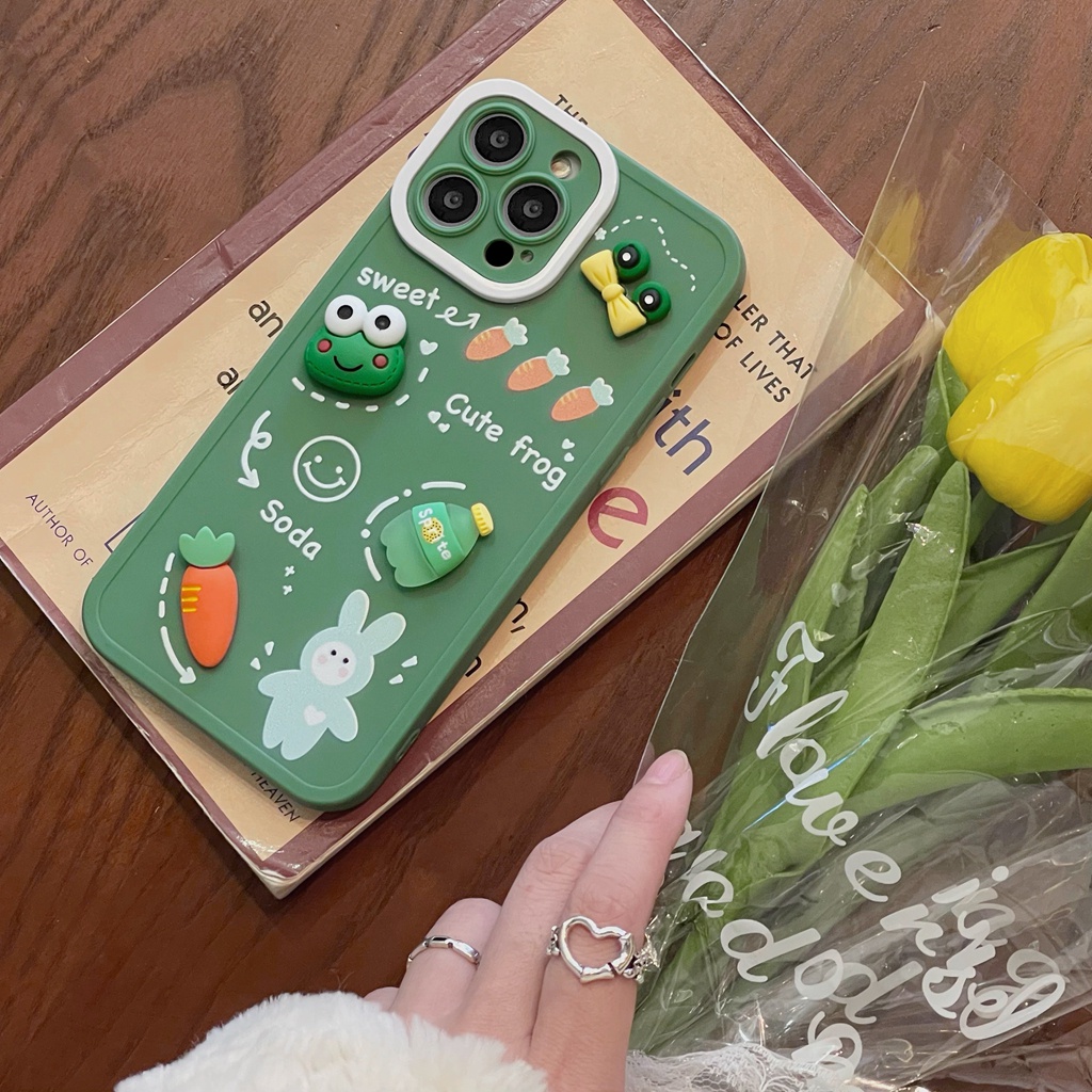 Ốp Điện Thoại Tpu Màu Xanh Lá Hình Thỏ/Ếch Cho Iphone 13 Pro Max 12 Pro Max 11 Pro Max Xs Max Xr X 7 8 Plus